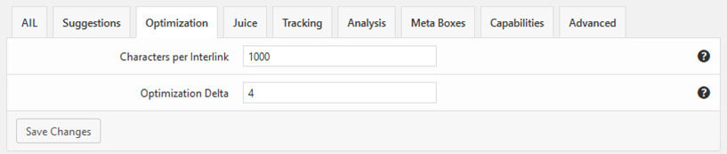 Menú Options Optimization Interlinks Manager