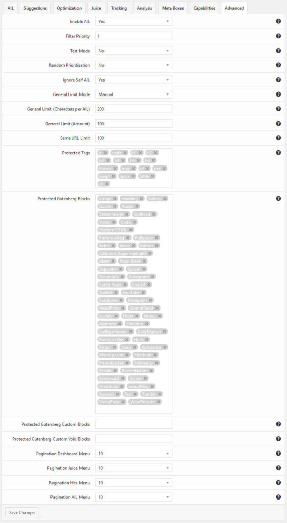 Menú Options Advanced Interlinks Manager
