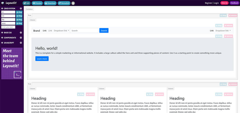 Bootstrap 4 Interface Builder