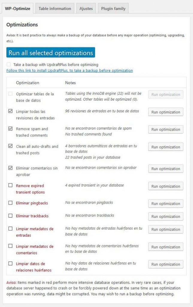 WP Optimize