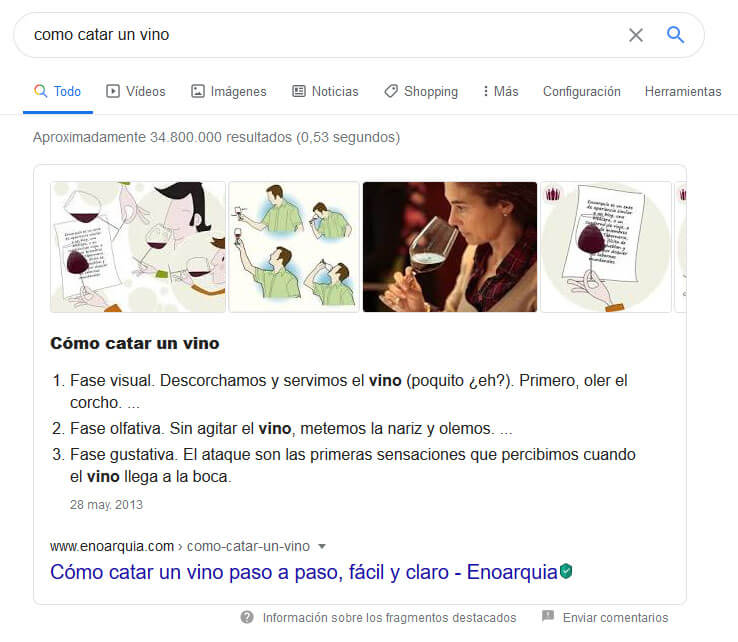 como catar un vino buscar con Google