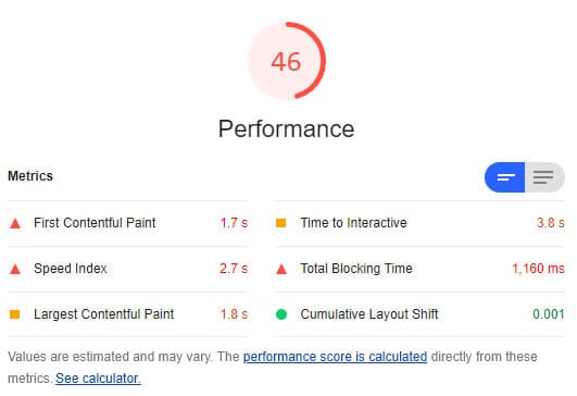 lighthouse web core vitals