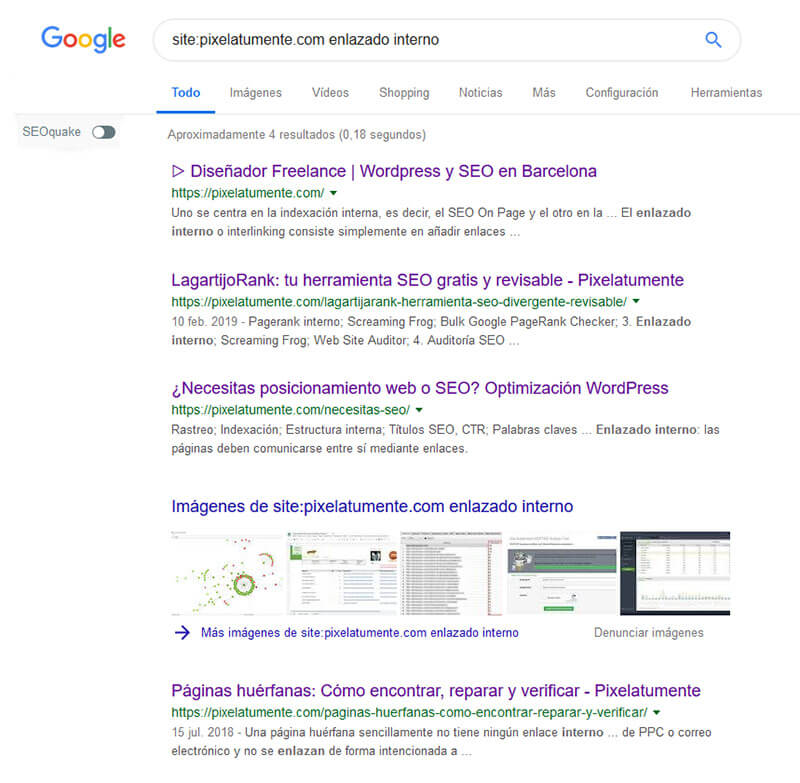 búsqueda con modificador en Google