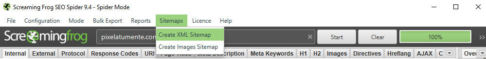 sitemap screaming frog seo spider
