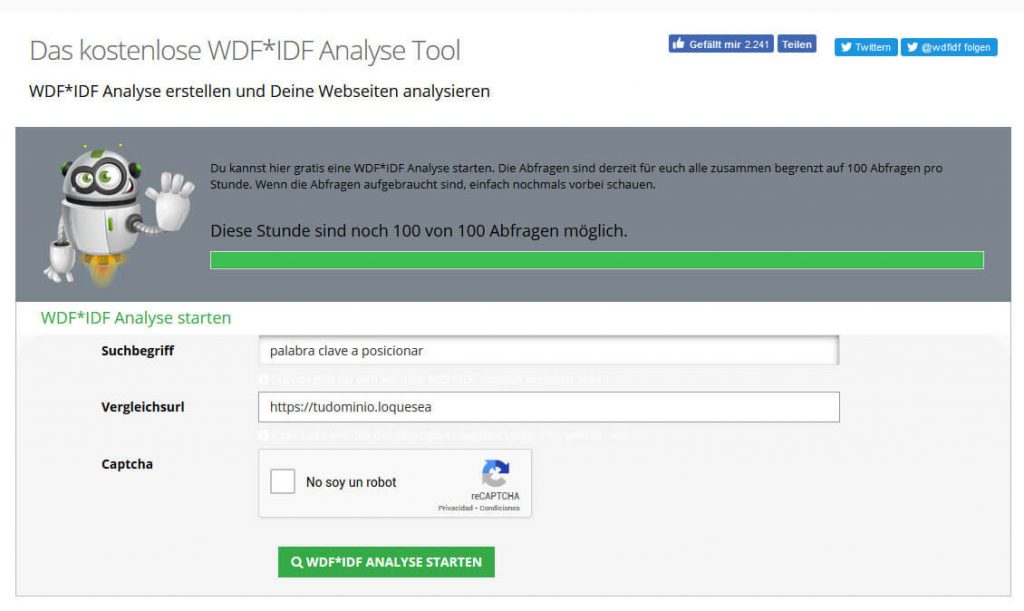 wdf idf analyse tool